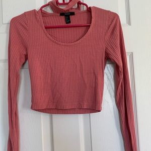 Forever 21 Hot Pink Cropped Fashion Shirt